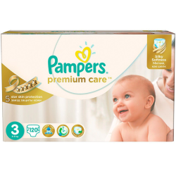 Pampers Gift Set Premium Care 120 Nappies Midi Size 3 Mega Pack & Baby Wipes