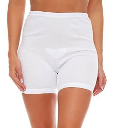 PACK 3 Ladies Waist Briefs With Leg And Cotton Lace Panties Underpants No. 407 White XL