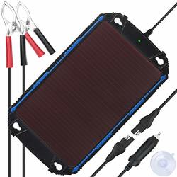 SUNER POWER Waterproof 12V Solar Battery Charger & Maintainer Pro - Built-in Intelligent Mppt Charge Controller - 5W Solar Panel Trickle Charging Kit For
