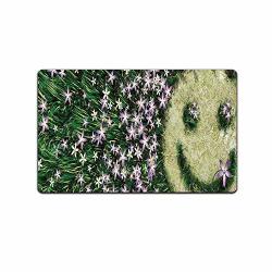 C Coaballa Garden Decor Durable Print Floor Mat Smiley Emoticon On The Grass With Spring Flowers Happy Humorous Meadow For Home Office 31"L X 19"W