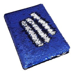 URSKYTOUS Magic Flip Sequin Notebook Mermaid Reversible Color Changing Gift Diary Dark Blue and Silver 