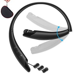 Foldable Bluetooth Headphones Senbowe Wireless Neckband Sports Bluetooth Headset With Retractable Earbuds Noise Cancelling MIC Magnet Sweatproof Stereo Earphones For Bluetooth-enabled Devices