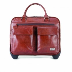 Brando Leather Laptop Trolley Bag - Morrocan