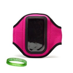 Quality Pink Armband For Apple Ipod Touch With Ios 5 Black & White 8GB 32GB 64GB With Sweat Resistant Lining + Live Laugh Love Vangoddy Wrist Band