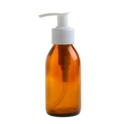 100ML Amber Glass Generic Bottle With Pump Dispenser - White 28 410