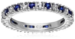 Sterling Silver Stackable Created Sapphire Band Eternity Ring