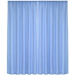 Matoc Readymade Curtain -grid Voile -blue -taped -500CM W X 230CM H