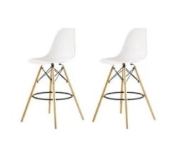Latest Modern Style Eiffel Chair Counter Bar Stools Set - 2 Pieces - White