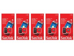 SanDisk 16GB Class 4 Microsdhc Memory Card Pack Of 5