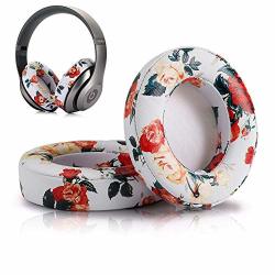 Replacement Ear Cushion Pads Cover Compatible With Beats Studio 2.0 Wireless Wired And Studio 3.0 Over Ear Headphones 1 Pair Floral White