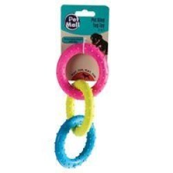 Dog Toy - Ring Tug Toy - Rubber - Pink Blue & Green - 3 Pack