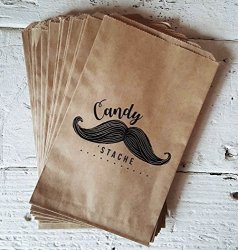 Kraft Paper Treat Favor Candy Buffet Or Gift Mustache Themed Party Bags 16 Ct "candy 'stache