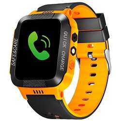 Topchances Kids Smartwatch Phone Children's Smart Watch With Camera Flashlight Android Ios Electronic Smartwatch For Gift 3-12 Year Old Boys Girls Black+orange
