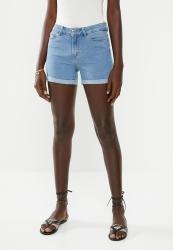 Vero Moda Hot Seven Denim Fold Shorts - Light Blue