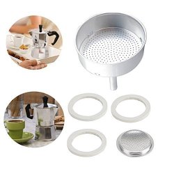 Podoy 12-CUP Funnel For Bialetti Moka Express With Gasket Filter Aluminium Espresso Makers Replacement Part