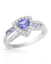 0.65ctw Natural Tanzanite And Diamond Promise Ring In 925 Sterling Silver- Size 7