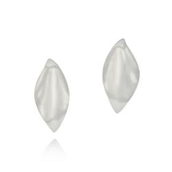 Organic Small Leaf Earrings - 18KT White Gold Vermeil