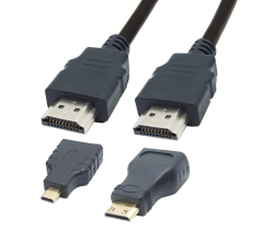 HDMI Male To Male Cable With MINI HDMI And Micro HDMI Adapters