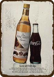 Yilooom 1982 Bacardi Rum & Coke Vintage Look Replica Metal Sign 7" X 10"- Not Actual Bacardi