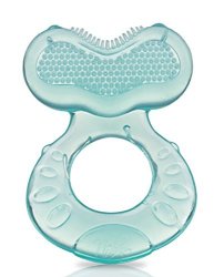 Nuby Silicone Teethe-eez Teether With Bristles Includes Hygienic Case Aqua