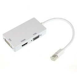 Aobiny Converter Displayport Thunderbolt To Dvi Vga HDMI Adapter 3 In 1 For Imac Macbook