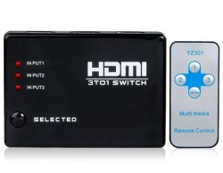 High Quality 3-port 1080p Hdmi V1.3b Mini Switch Hub With Remote Control..