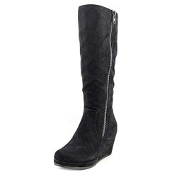 New Directions Womens Lindsay Suede Almond Toe Mid-calf Fashion Boots Black 7.0