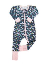 BABY And Toddler Pajama Romper - The Dreamer - Made To Keep Little Girls Warm Pastel Triangle 0-3 Months