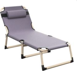 Reclining Foldable Outdoor Sun Lounger Cot Bed With Pillow