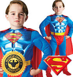Metallic Chest Superman Costume - Boys Costume - 7-8