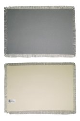 Black & Beige Lushome Cotton Reversible Fringes Table Placemats Set Of 6 LH-TM2F