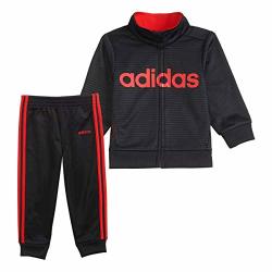 Adidas Boys' Bos Tricot Jogger Tracksuit 2-PIECE Set 7 Black red Emboss