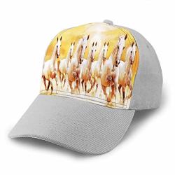 Voozerd Onrushing Steed Horse Baseball Hat Adjustable Twill Dad Cap For Girls Beach Trucker Casual Summer Hats Gray