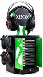 Numskull Official Xbox Series X Game Storage Locker Headphone Stand And Controller Holder - Stores 10 Games Or Blu-ray Disc Cases 4 Xbox Controllers