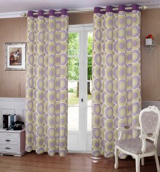Lushomes Floral Lined Curtains Door Window Eyelet Drapers LH-CRTN23C