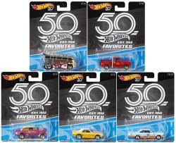 2018 Hot Wheels 50TH Anniversary Favorites B Series Set Of 5 1 64 Scale Diecast Cars Vw Drag Bus '55 Gasser Chevy Camaro