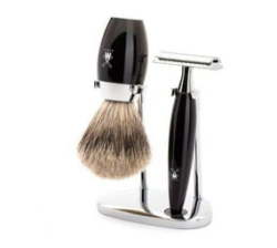 Shaving Set Kosmo 3 Piece Fine Badger Brush W safety Razor - Black