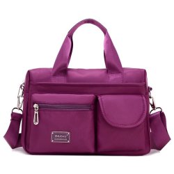 Women Nylon Multi Zipper Pockets Tote Handbags Casual Shoulder Bags Waterproof Crossbody Bags