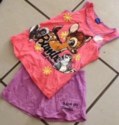 Girl Summer Disney Bambi Sleepwear Pyjamas New - 11-12yr