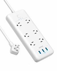 Surge Protector Power Strip Anker 6 Outlet & 3 Poweriq USB Charging Ports USB Power Strip Powerport Strip 6 With 6.6 Foot Long Extension