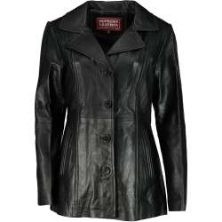 Women's Victoria Long Coat Leather Jacket Black - - S