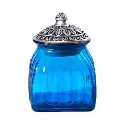 10 oz SOCOSY Royal Embossed Crystal Glass Candy Box with Lid Footed Jewelry Box Candy Jar Bowl Wedding Candy Buffet Jars Kitchen Storage Jar 