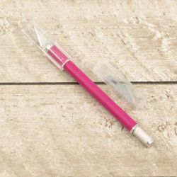 Precision Craft Knife With Pink Rubber Handle Includes 5 Blades
