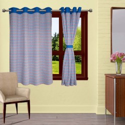 Lushomes Blue Diamond Lined Drapers Door Window Eyelet Curtains LH-CRTN19A