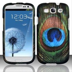 Rubberized Blue green Feathers Design For Samsung Samsung Galaxy S3 I9300