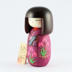 Kokeshi Doll Kyoohoo Japanese Mushin Purple K12-3831
