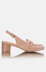 Ladies Slingback Block Heel Shoes - Mink - Mink UK 6