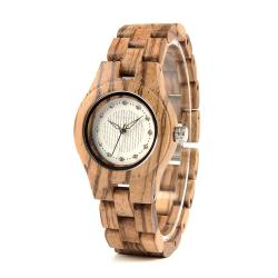 Ladies Zebrawood Quartz Wooden Watch - O29