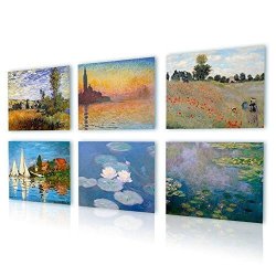 Alonline Art - Giorgio Landscape Water Lilies Claude Monet Print On Canvas Ready To Frame Synthetic Rolled 42"X31" - 106X79CM |