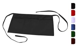 Waist Aprons With 3 POCKETS-12"X23"-MHF BRAND-1 Piece Pack-new Spun Poly-restaurant Or Home Kitchen Red